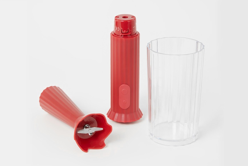 Set frullatore Plissè rosso con frusta e tritatutto (4 pezzi) Alessi