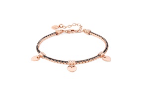 Bracciale Chic&Charm argento con cuori e zirconi neri