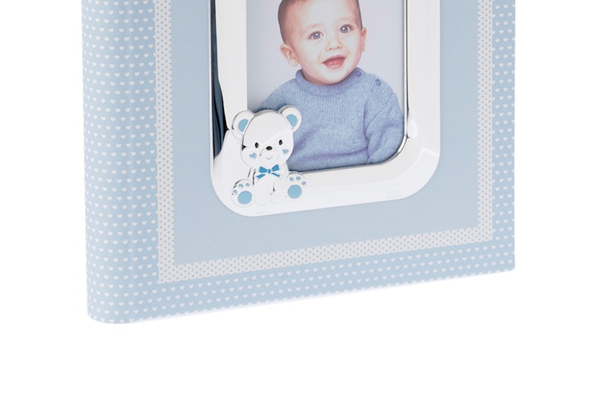 Album Teddy Bear pvd Silver with picture frame blue Selezione Zanolli