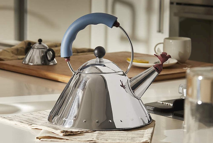 Electric kettle MG32 steel with blue handle Alessi