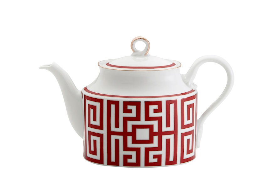 Teapot Labirinto Scarlatto porcelain for six people with lid Richard Ginori