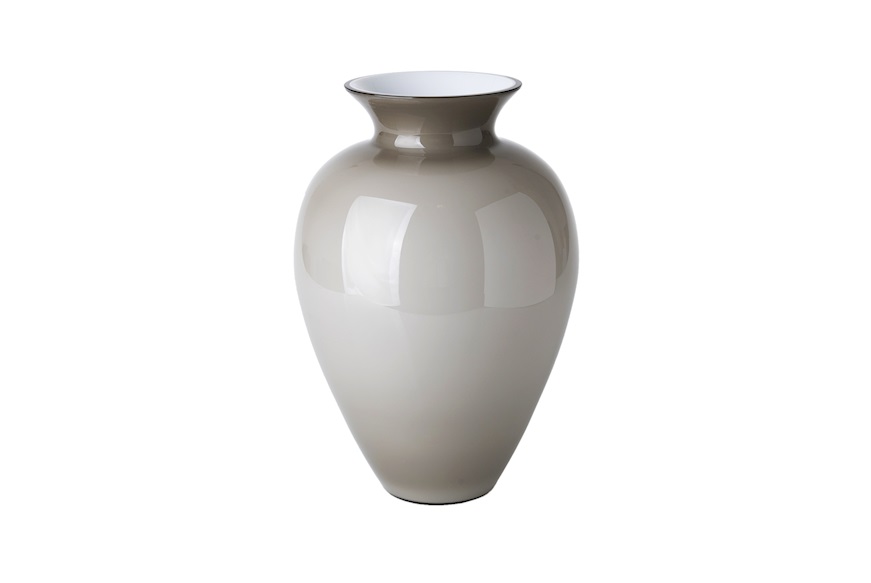Vase Labuan Murano glass grey and milk white Venini