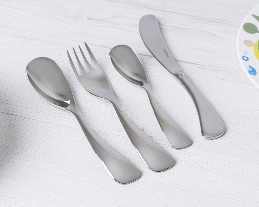 ERNESTINE Posate Ergonomiche Per Bambini - Set Cucchiaio E Forchetta In Silicone E Acciaio, Per Diversificazione Alimentare (DME)