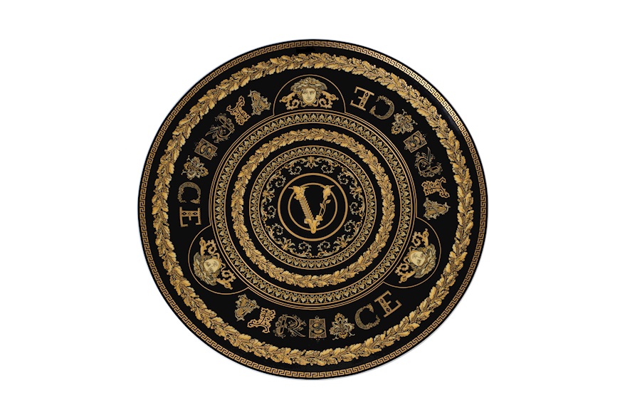 Piatto segnaposto Virtus Gala porcellana nero Versace