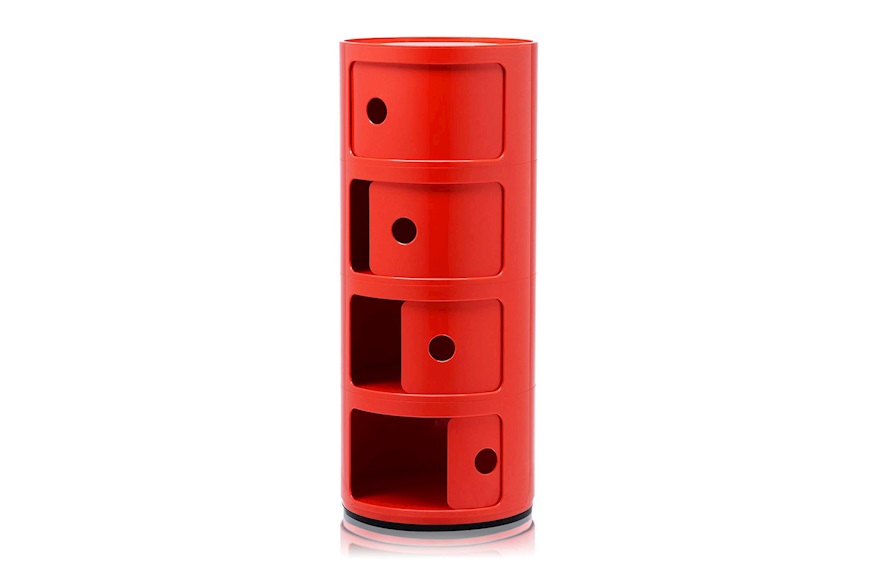 Cassettiera Componibile a quattro elementi colore rosso Kartell