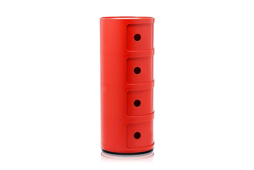 Cassettiera Componibile a quattro elementi colore rosso Kartell