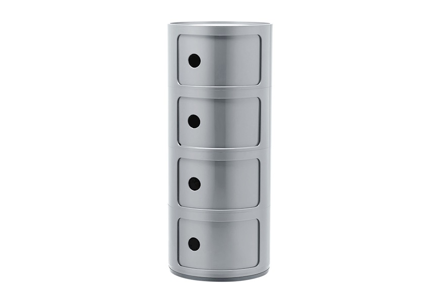 Cassettiera Componibile Recycled a quattro elementi colore silver Kartell