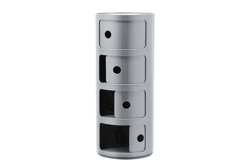 Cassettiera Componibile Recycled a quattro elementi colore silver Kartell