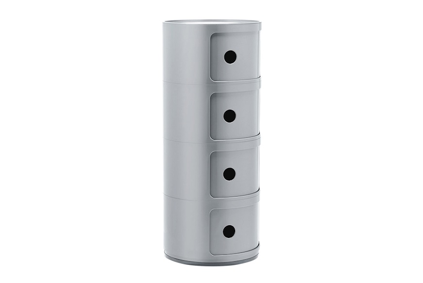 Cassettiera Componibile Recycled a quattro elementi colore silver Kartell