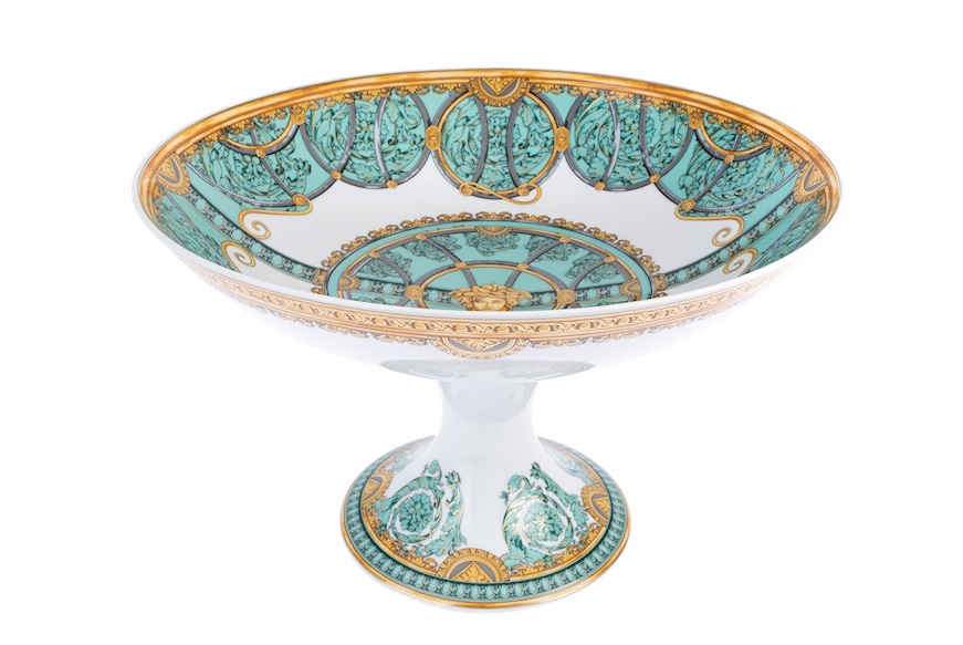 Bowl with foot La scala del Palazzo porcelain green Versace