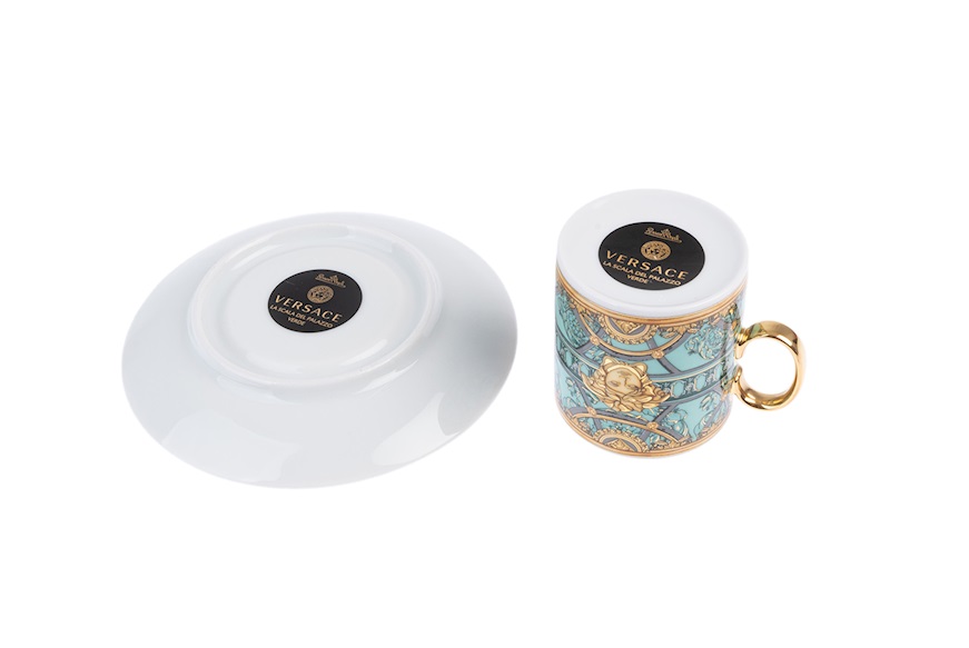 Coffee cup La scala del Palazzo porcelain green with saucer Versace