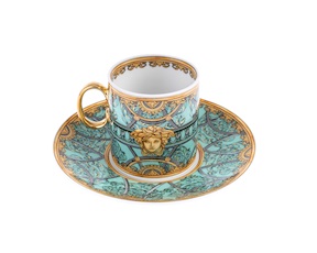 Tazza espresso La scala del Palazzo porcellana verde con piattino Versace