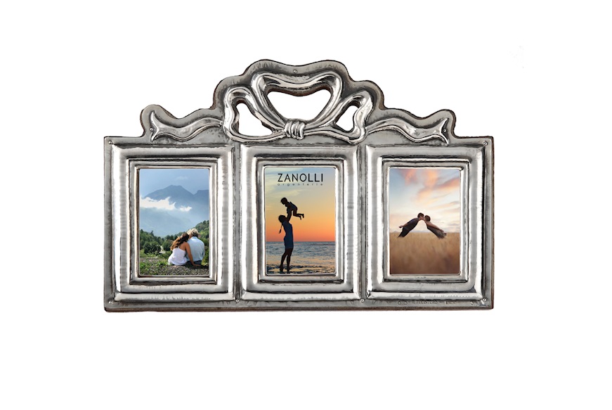 Triple picture frame Nastrino silver rectangular Selezione Zanolli