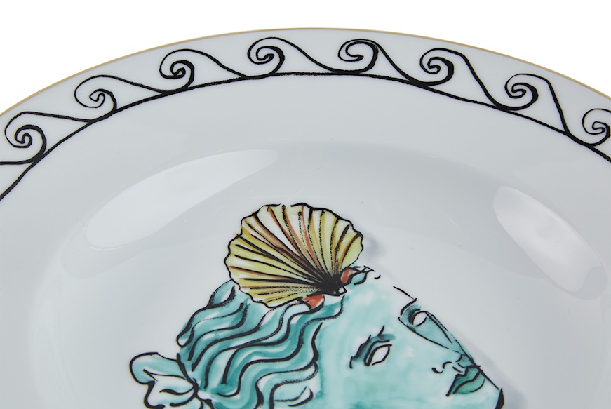 Soup plate Il viaggio di Nettuno porcelain white Richard Ginori