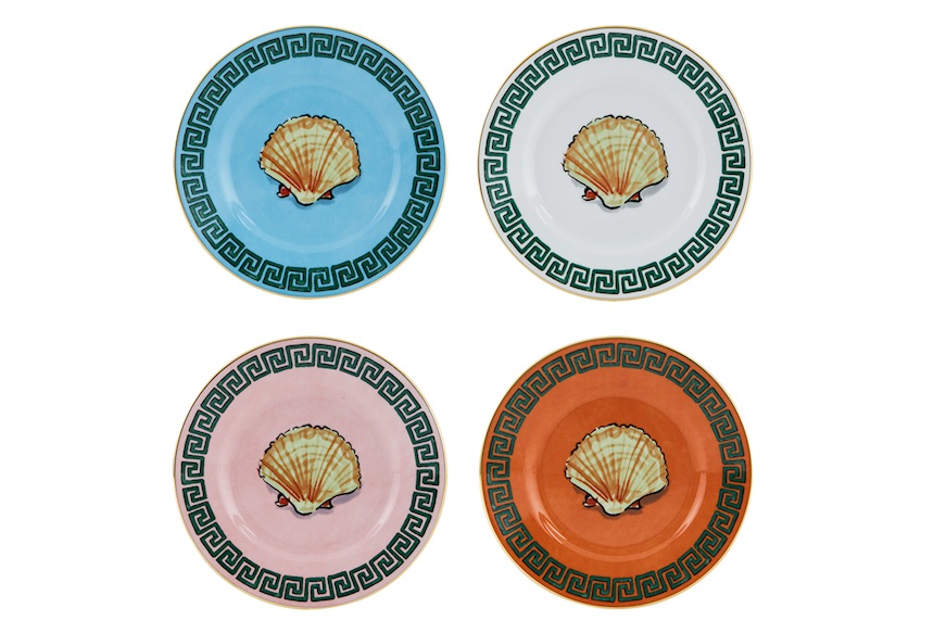 Bread plate set Il viaggio di Nettuno porcelain 4 pieces Richard Ginori