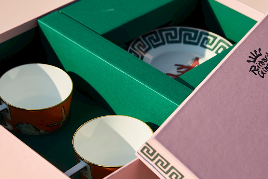 Tea cup set Il viaggio di Nettuno porcelain 2 pieces with saucer Richard Ginori