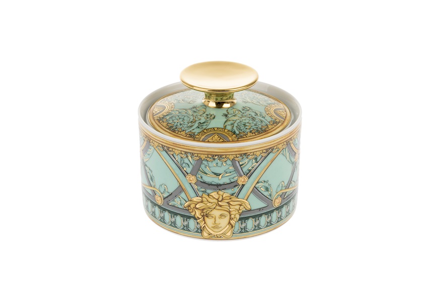 Sugar bowl La scala del Palazzo porcelain green Versace