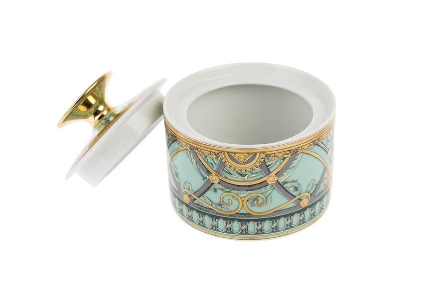 Sugar bowl La scala del Palazzo porcelain green Versace