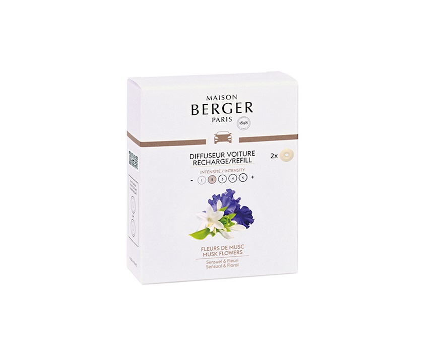 Ricarica diffusore auto 2 pezzi alla fragranza Fleurs de Musc Maison Berger Paris