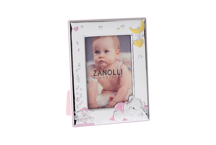 Cornice Orsetto Sleepy argento pvd con decorazione rosa Selezione Zanolli