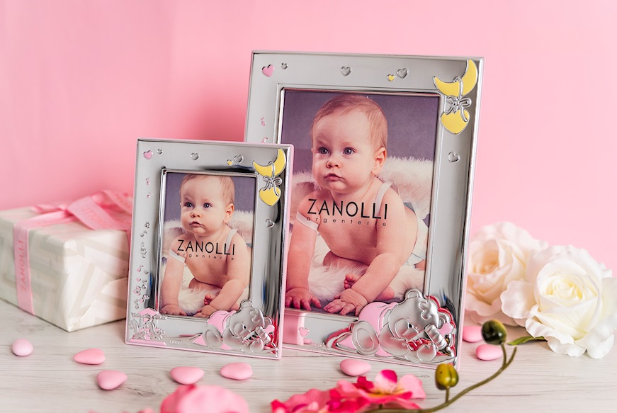 Picture frame Sleepy Teddy Bear pvd Silver pink Selezione Zanolli