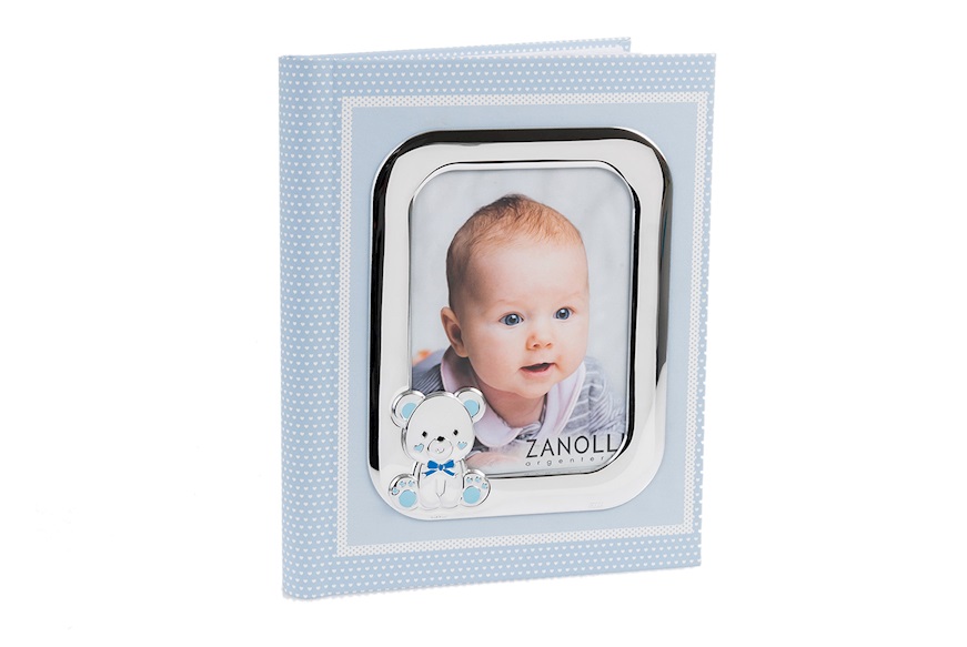 Album Teddy Bear pvd Silver with picture frame blue Selezione Zanolli