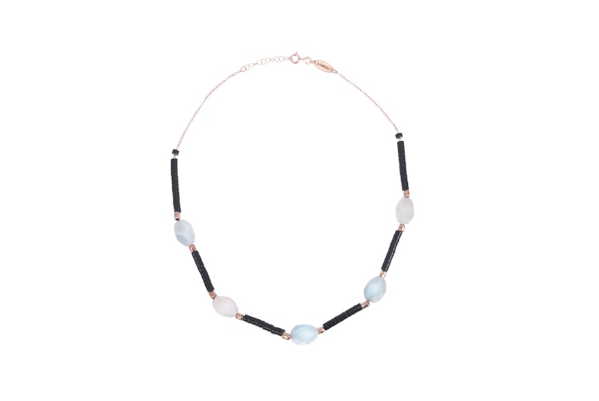 Collana argento rosè con onice e morganite Selezione Zanolli