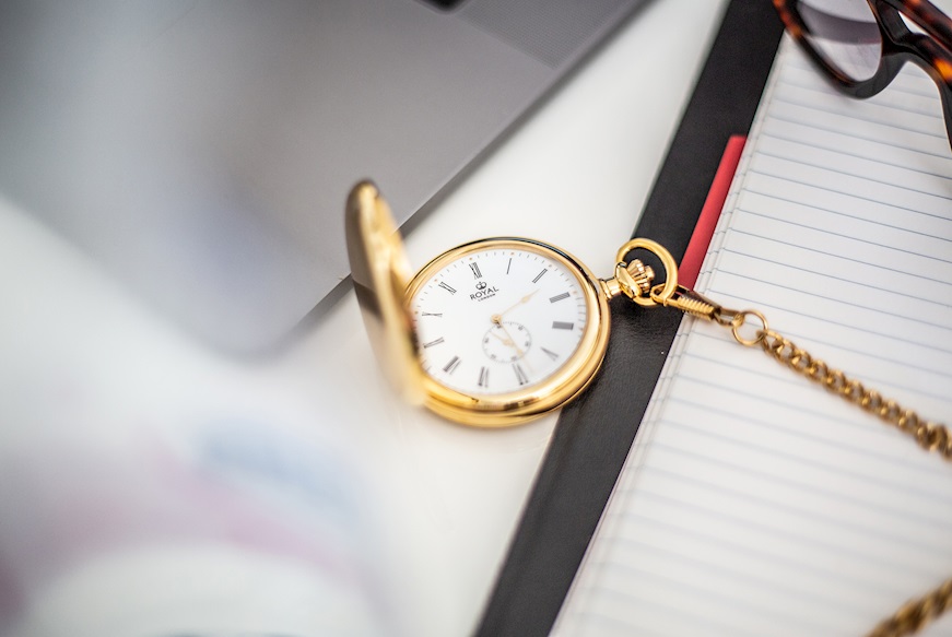 Pocket watch steel gold Royal London