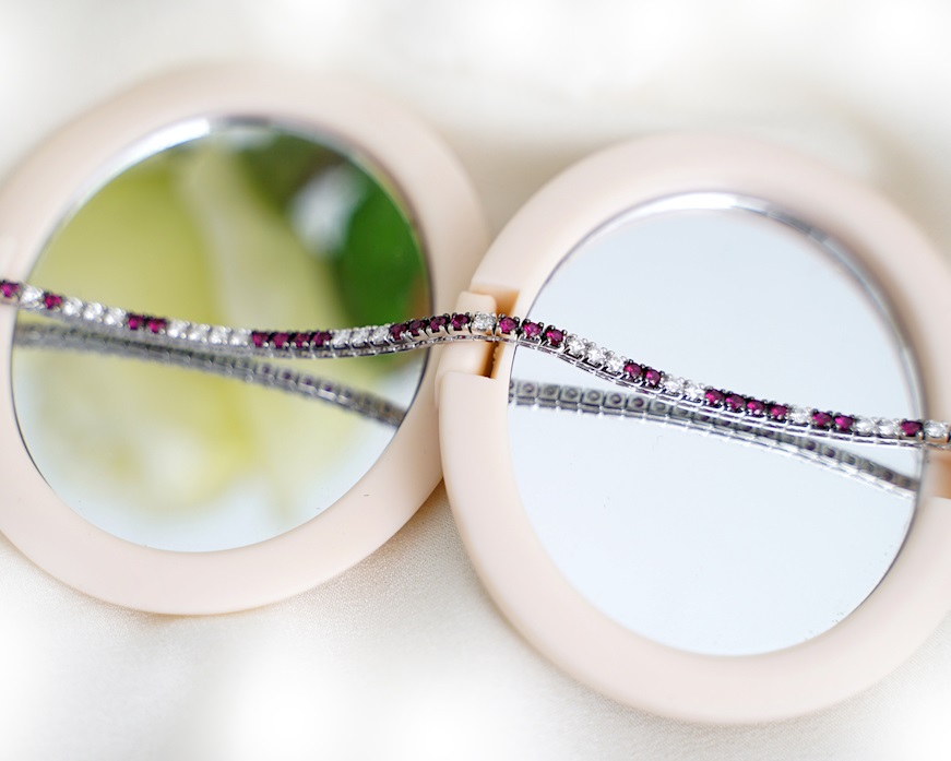 Bracciale tennis oro 750‰ e diamanti ct. 0.85 e rubini ct. 1.65 Davite & Delucchi