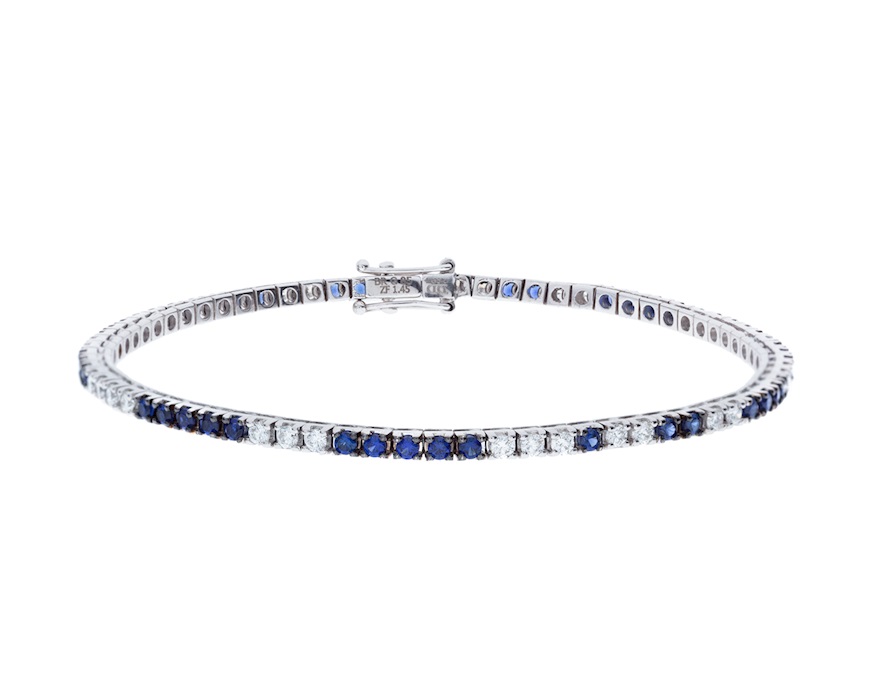 Bracciale tennis oro 750‰ e diamanti ct. 0.85 e zaffiri ct. 1.45 Davite & Delucchi