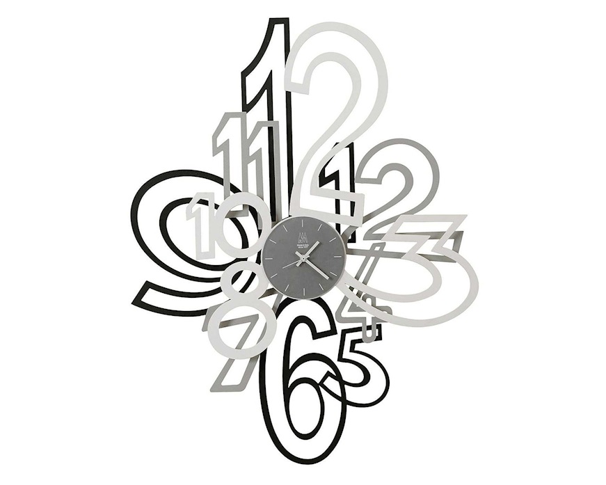 Orologio da parete Mimic in ferro nero, alluminio e bianco Arti & Mestieri