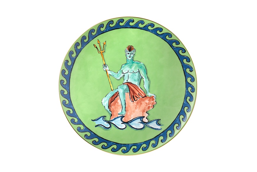 Charger plate Il viaggio di Nettuno porcelain moss green Richard Ginori