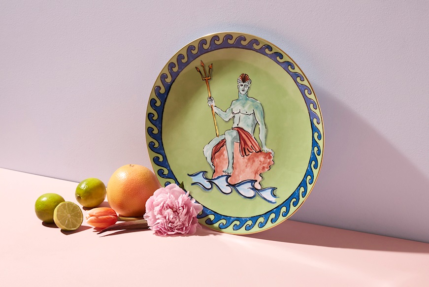 Charger plate Il viaggio di Nettuno porcelain moss green Richard Ginori