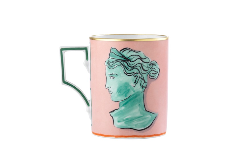 Mug Il viaggio di Nettuno porcelain pink Richard Ginori