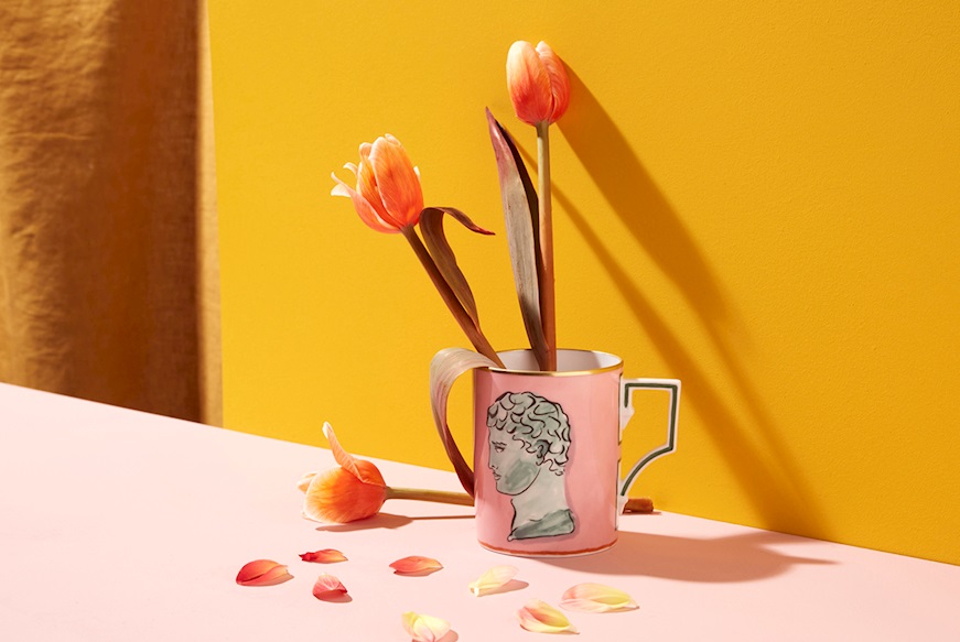 Mug Il viaggio di Nettuno porcelain pink Richard Ginori