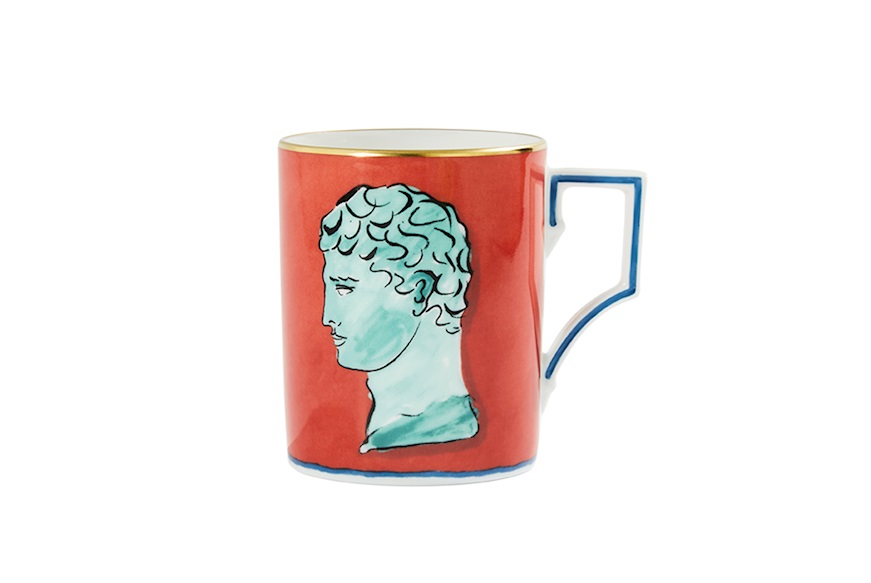 Mug Il viaggio di Nettuno porcelain coral red Richard Ginori