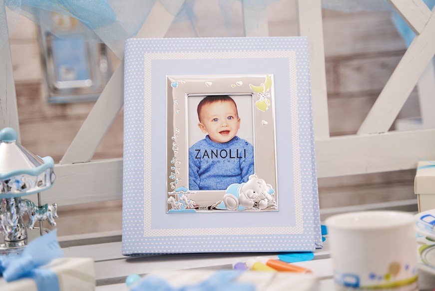 Album Sleepy Teddy Bear pvd Silver with picture frame blue Selezione Zanolli