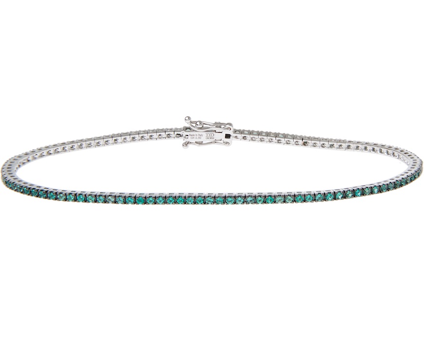 Bracciale tennis oro 750‰ e smeraldi ct. 0.90 Davite & Delucchi