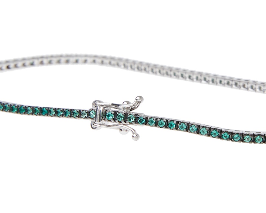 Bracciale tennis oro 750‰ e smeraldi ct. 0.90 Davite & Delucchi