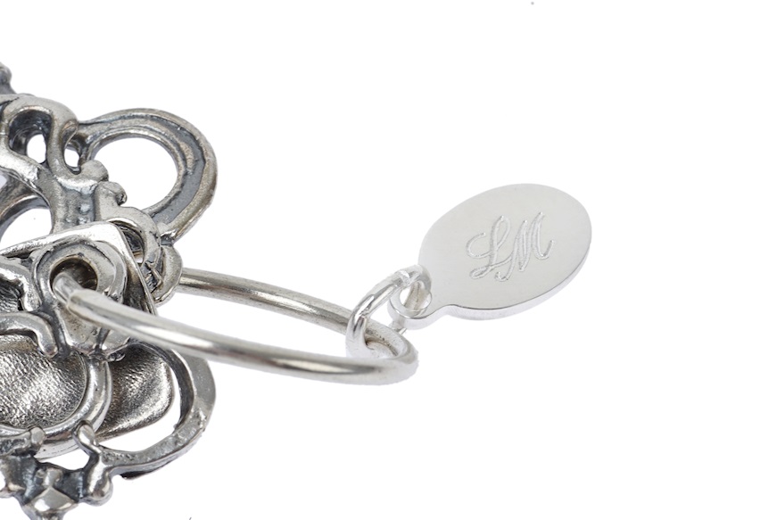 Mazzo di chiavi argento con piastrina e sacchetto portaconfetti Selezione Zanolli