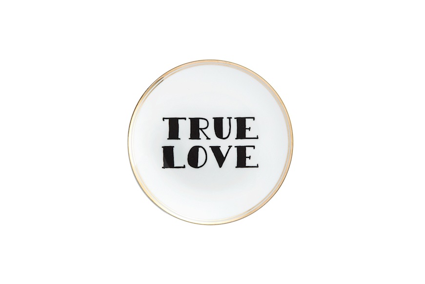 Little plate La Tavola Scomposta porcelain True Love with sugared almonds Bitossi home