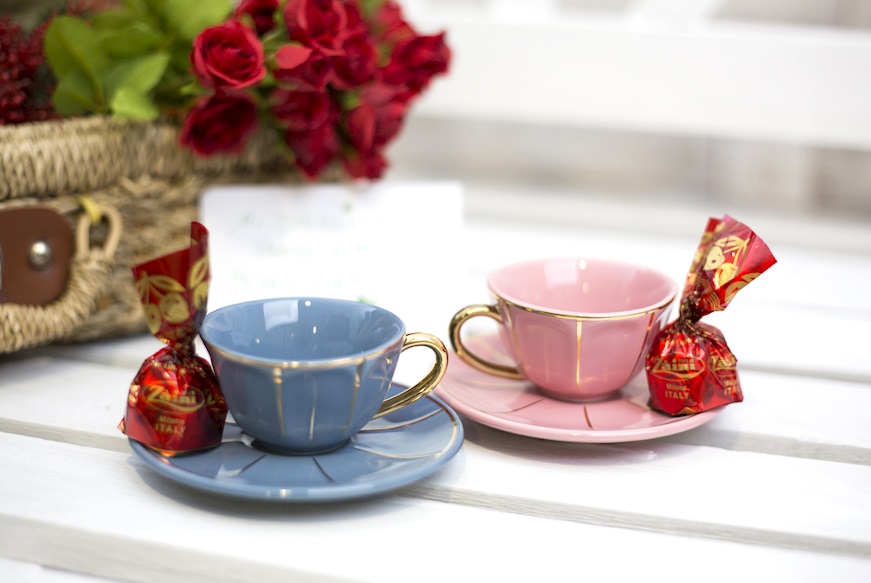 Tazza caffè La Tavola Scomposta porcellana con piattino rosa Bitossi home