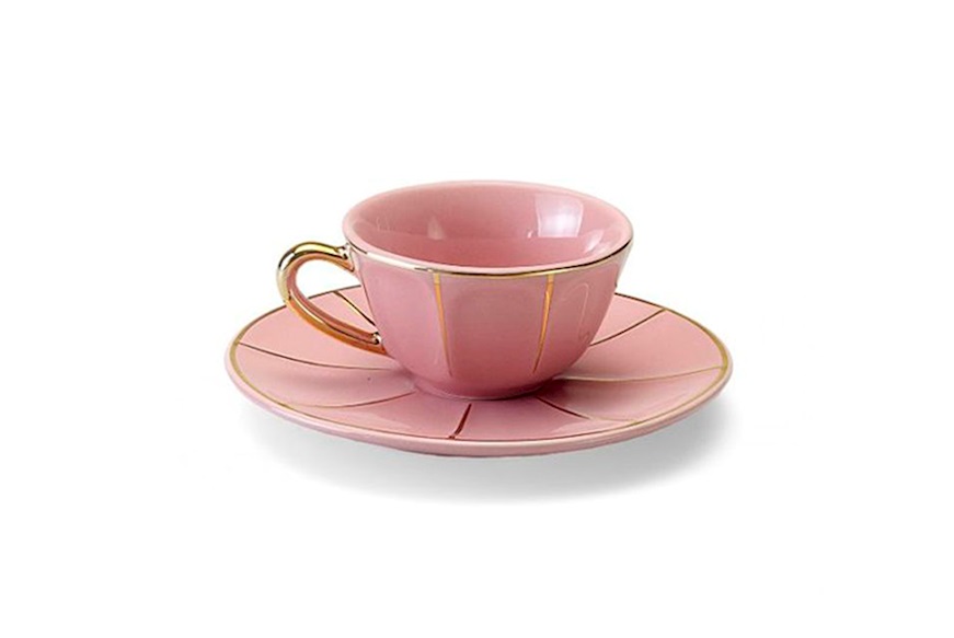 Coffee cup La Tavola Scomposta porcelain with saucer pink Bitossi home