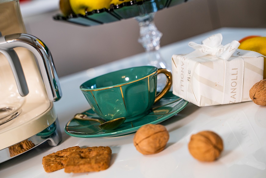 Tazza caffè La Tavola Scomposta porcellana con piattino verde Bitossi home