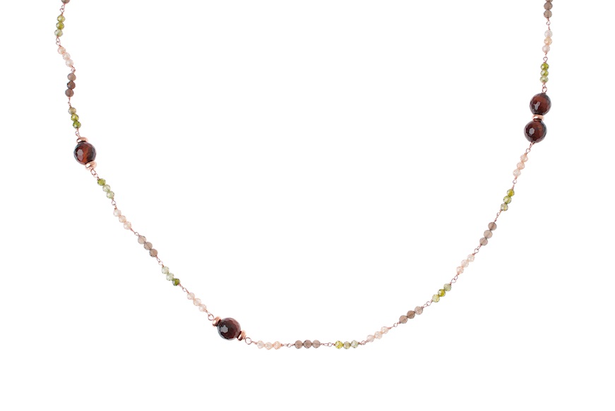 Necklace silver with tiger's eye and tormaline Selezione Zanolli