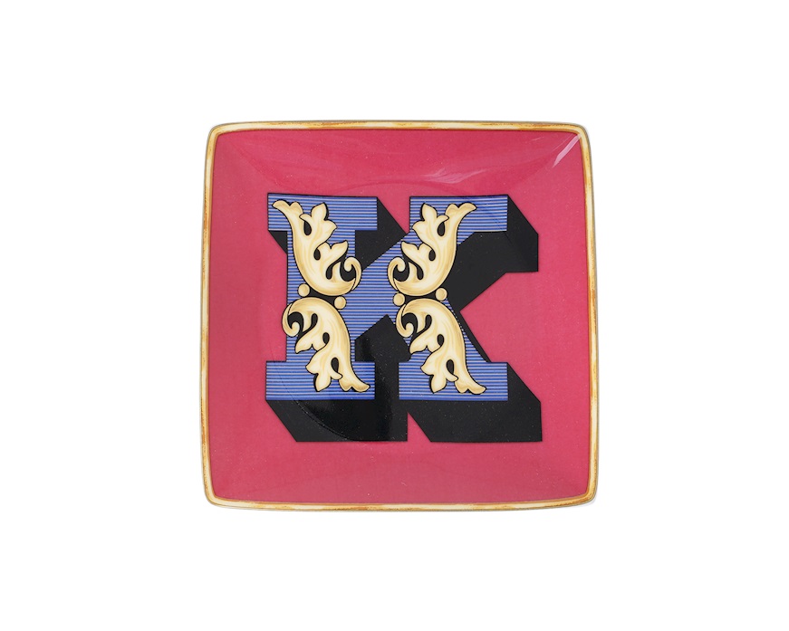 Piattino Alphabet porcellana lettera K Versace