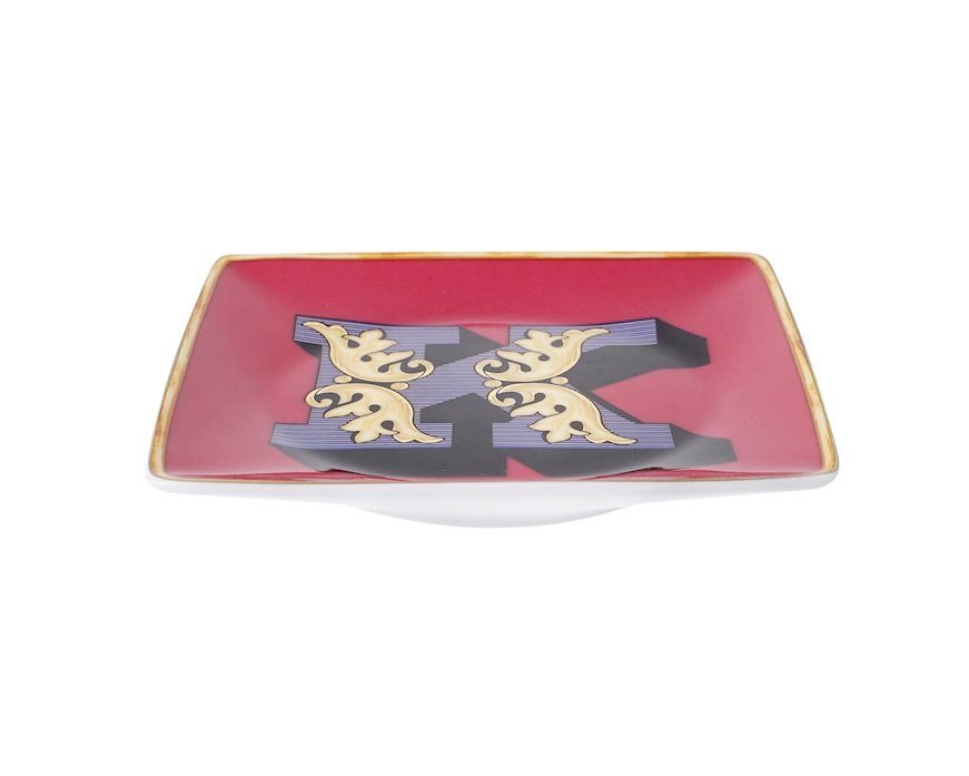 Piattino Alphabet porcellana lettera K Versace