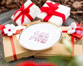 Bomboniera Laurea Piattino La Tavola Scomposta porcellana Grl Pwr con ciuffo portaconfetti Bitossi home