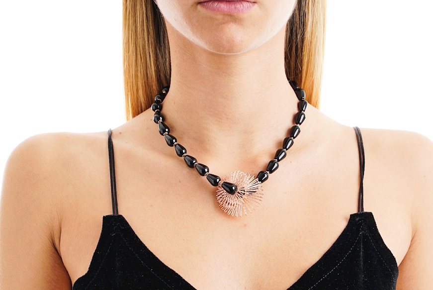 Necklace silver with black agate Luisa della Salda