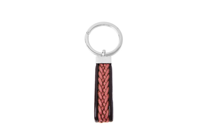 Keychain steel with red fabric and black leather Selezione Zanolli